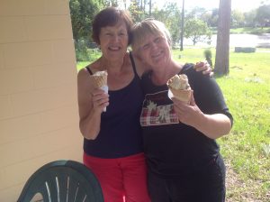Sheila and Rose with icecream